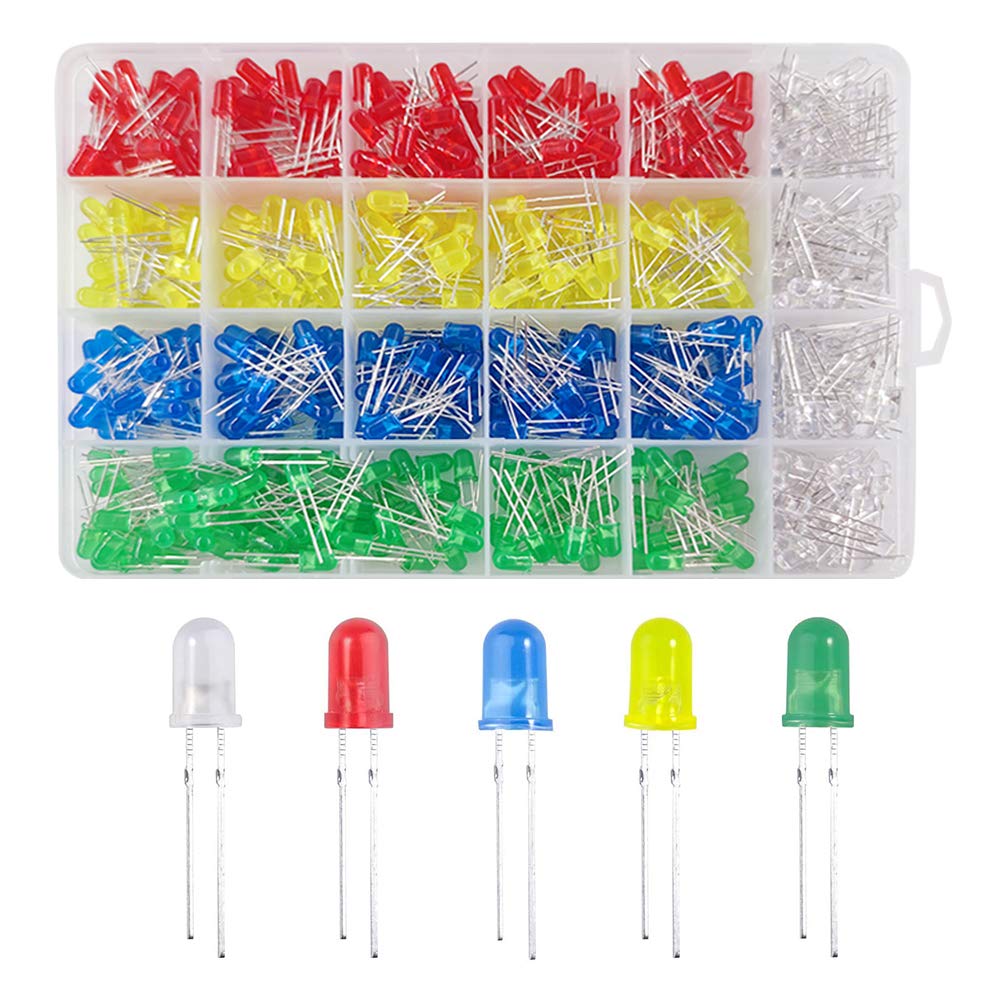 YIXISI 600pcs 5mm Bi-pin LED Light Emitting Diode, Colorful Round